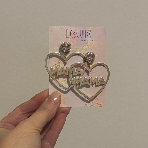 louie love Jewelry - Gold Heart 'Mama' Earrings